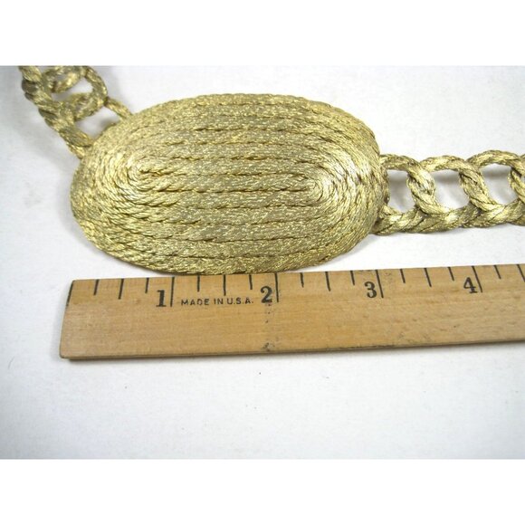 Vintage Gold Tone Woven Chain Link Belt Oval Adjustable Hollywood Glam 36 inch main image 5